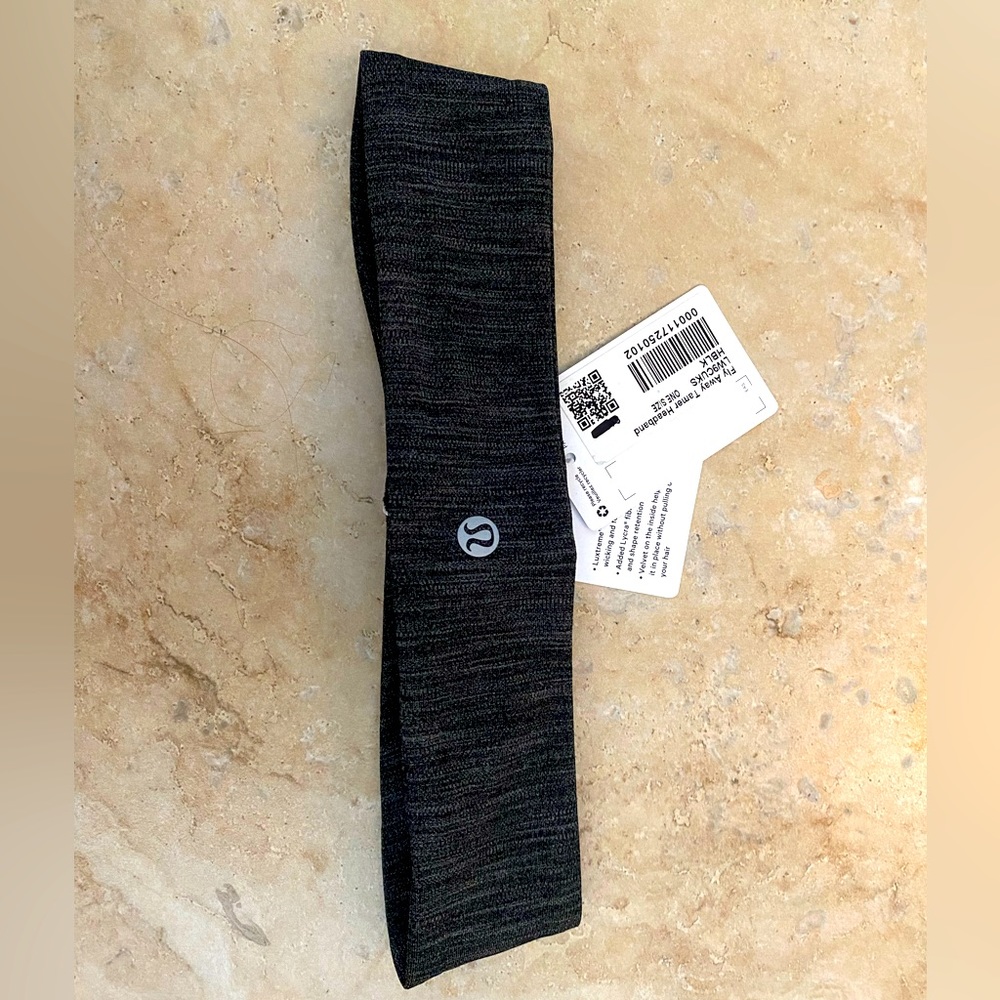 Lululemon Fly Away Tamer Headband Gray Black NWT One Size